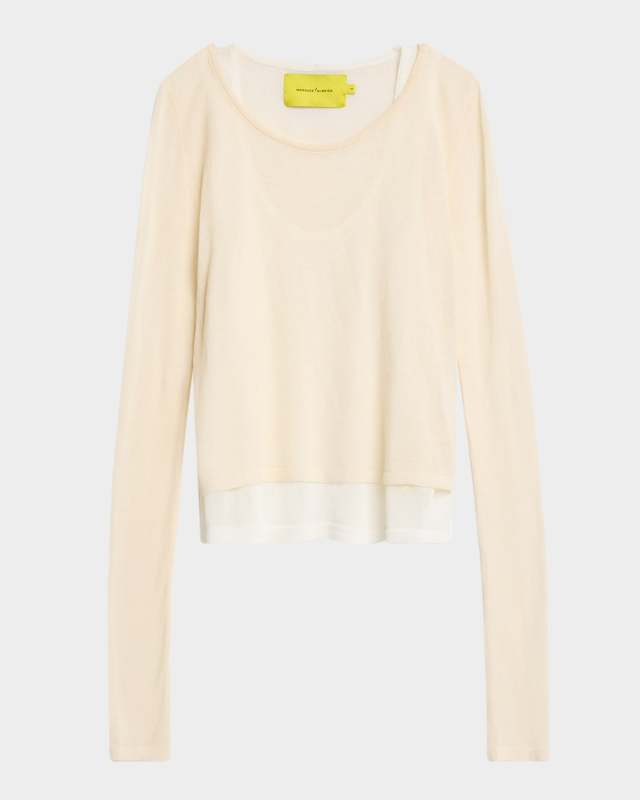 Layered Wide-Neck Knit Top